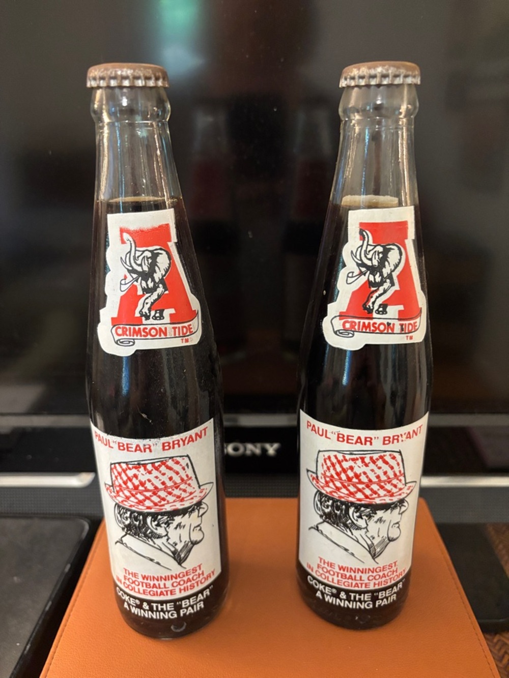 Crimson Tide Paul 'Bear' Bryant Collectible CocaCola Bottles- Lot of 2